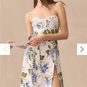 Reformation Strapless Dress in Blue Floral
